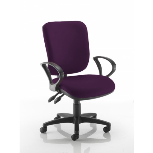 Square Back Operators Chair in Amethyst Purple Vita Vinyl with Fixed Arms