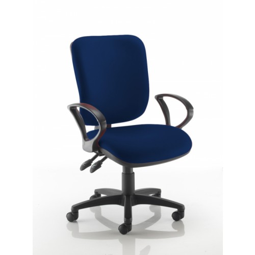 Square Back Operators Chair in Navy Marina Vita Vinyl with Fixed Arms