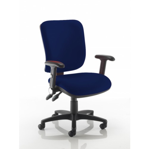 Square Back Operators Chair in Navy Marina Vita Vinyl with Fold Down Arms
