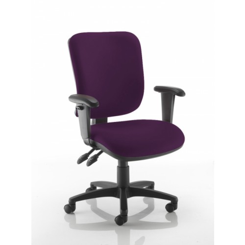Square Back Operators Chair in Amethyst Purple Vita Vinyl with Height Adjustable Arms