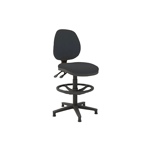 Laboratory Chair without Arms – Medium Back Draughtsman, Black Vinyl Upholstery, Black Frame