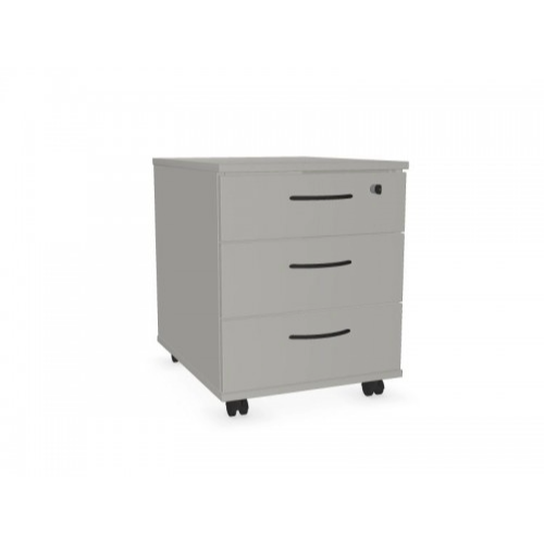 3 Drawer Mobile Pedestal, Central Locking in Grey