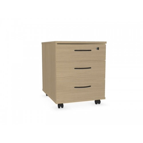 3 Drawer Mobile Pedestal, Central Locking in Oak