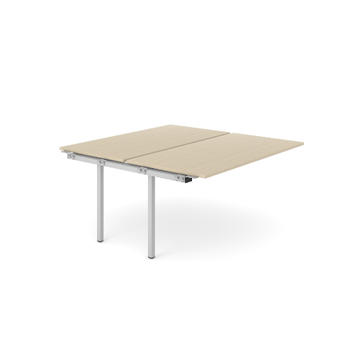 2 Person Extension Bench Desk Back to Back, 1400mm wide x 1600mm deep x 740mm high, Beech MFC Tops, Silver Frame