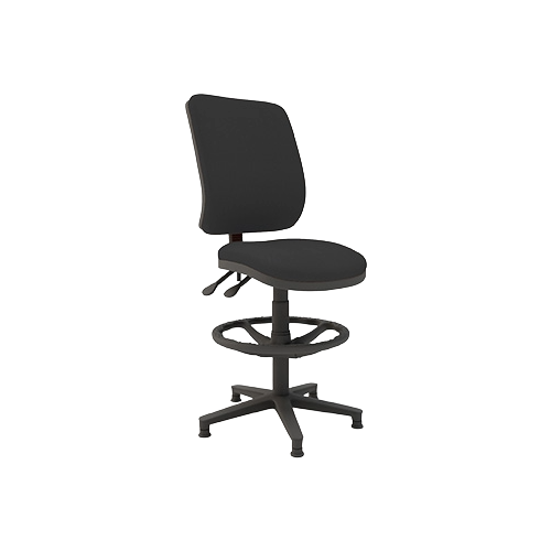 Laboratory Chair without Arms – Square Back Draughtsman, Black Vinyl Upholstery, Black Frame