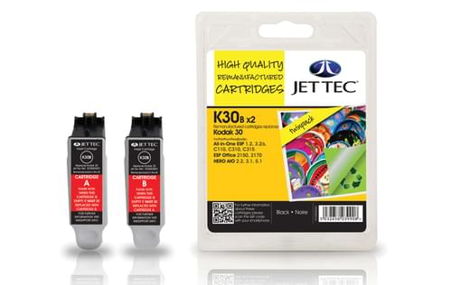 Jettec Remanufactured Kodak K30 Black Twin Inkjet Cartridge (K30B)
