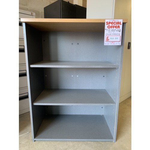 Bookcase, With 3 Shelf Levels. In Limed Oak Finish. 1090mm High x 800mm Width x 470mm Depth. 23 In Stock