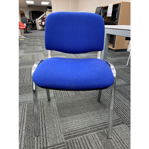 Reception/Visitor Chair, Blue Fabric/Chrome Frame. 15 In Stock