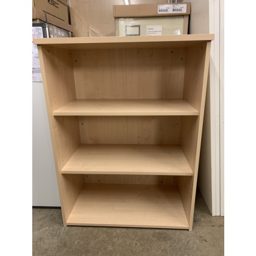 NEW - Bookcase, With 3 Shelf Levels, In Maple Finish. 1090mm High x 800mm Width x 470mm Depth. 1 In Stock (NEW Ex-Display)
