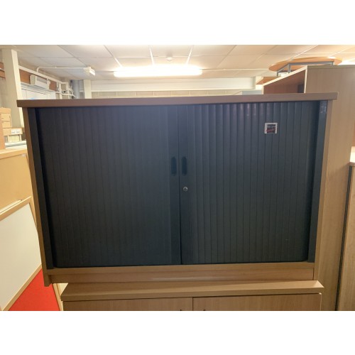 Tambour Cupboard, In Beech Finish. 1100mm Width x 720mm High x 600mm Depth. 1 In Stock