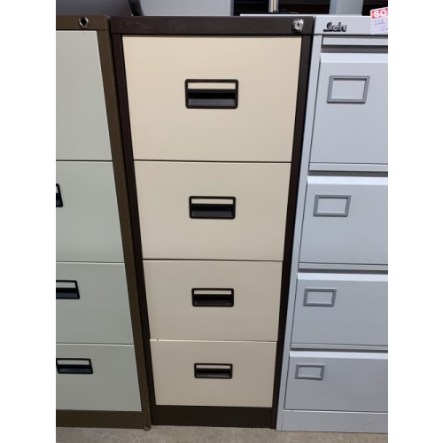 Filing Cabinet, 4 Drawer. In Coffee/Cream Finish. 3 In Stock