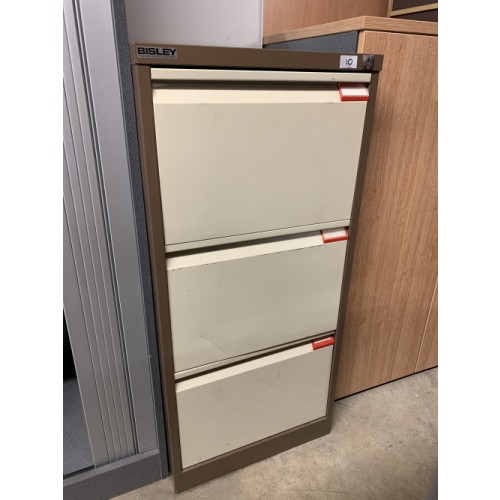 Filing Cabinet, 3 Drawer. In Coffee/Cream Finish. 1 In Stock