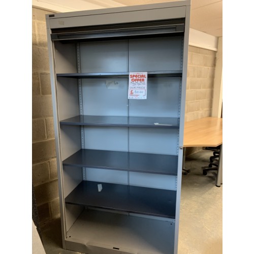 Tambour Cupboard, With 4 Shelves - 1950mm High x 1000mm Width. 1 In Stock