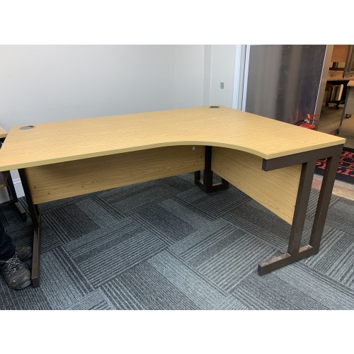Crescent Desk, In Oak Finish. 1600mm Width x 1200mm Depth. 1 Left-Hand In Stock