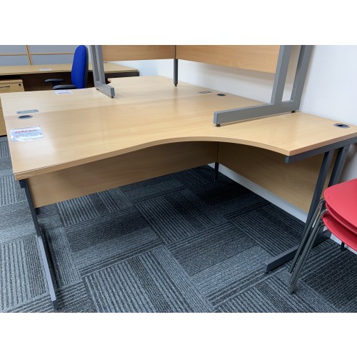 Crescent Desk, Right-Hand, In Beech Finish - 1600mm Width x 1200mm Depth. 1 In Stock