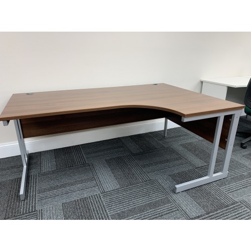 Crescent Desk, Right-Hand, In Walnut Finish - 1800mm Width x 1200mm Depth - 1 In Stock
