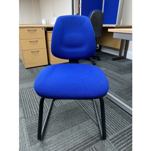 Reception/Visitor Chair, In Blue Fabric & Cantilever Frame. 5 In Stock