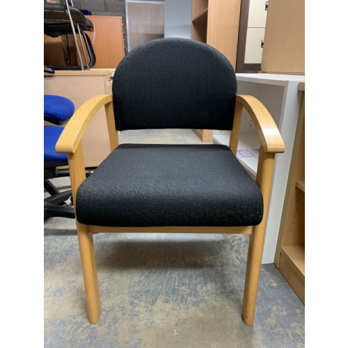 Reception/Visitor Chair, With Arms & Black Fabric. 2 In Stock