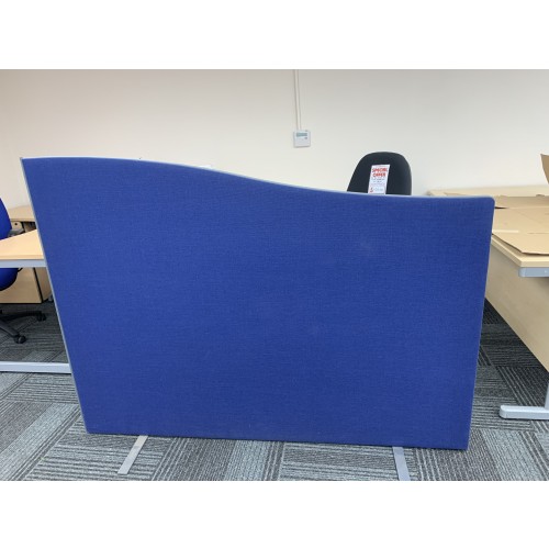 Freestanding Wave Screen, In Ocean Blue Fabric - 1600mm Width x 1200-1000mm High. 5 In Stock