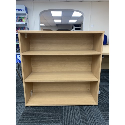 Bookcase, With 3 Shelf Levels, In Oak Finish - 1000mm Width x 1010mm High x 350mm Depth. 3 In Stock