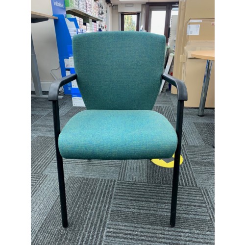 Reception/Visitor Chair, With Arms, In Green Fabric - 4 In Stock