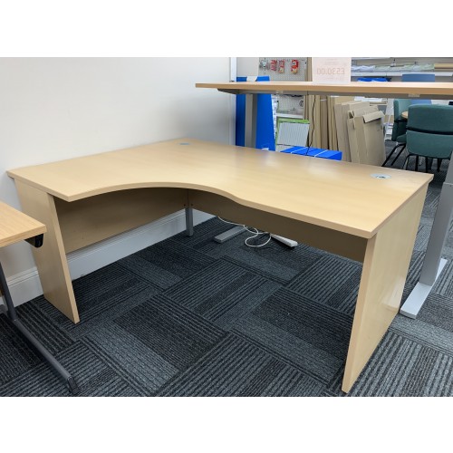 Crescent Desk, Left-Hand, In Light Beech Finish - 1600mm Width x 1200mm Depth. 1 In Stock
