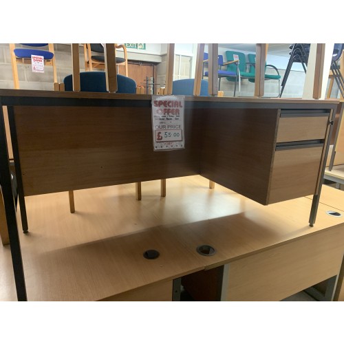 Straight Desk & Fixed Pedestal, In Limed Oak Finish - 1500mm Width x 750mm Depth. 1 In Stock