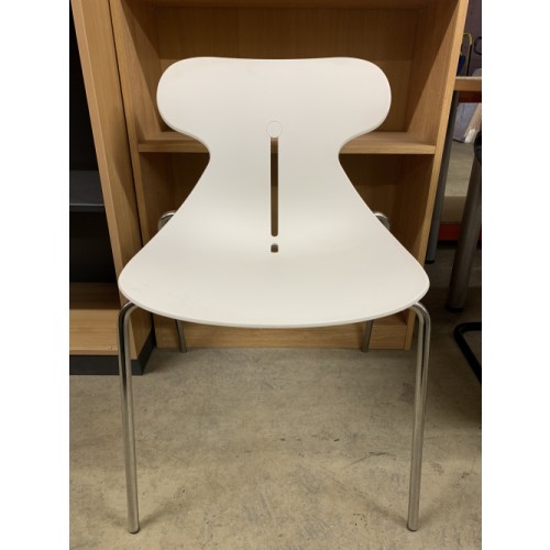 Canteen Chairs - In White, With Chrome Frame. 2 In Stock
