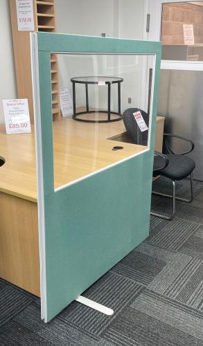 Used Freestanding Screen, Half Glazed, In Aqua Green - 1500mm High x 1600mm Width. 1 In Stock