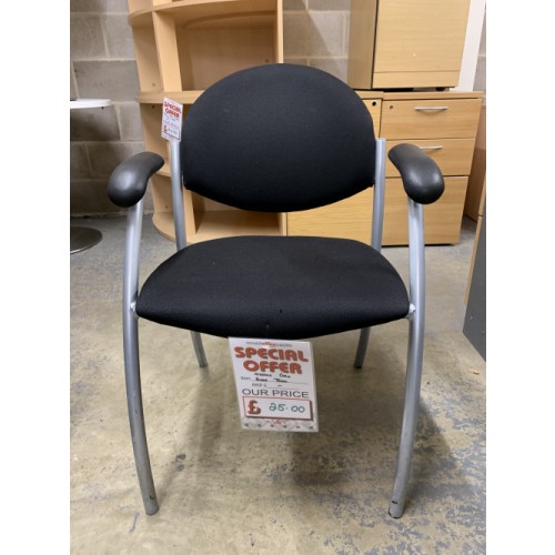 Reception/Visitor Chair, With Arms - Black Fabric. 2 In Stock