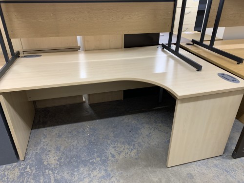 Crescent Desk, Right-Hand, In Maple Finish - 1800mm Width x 1200mm Depth. 1 In Stock