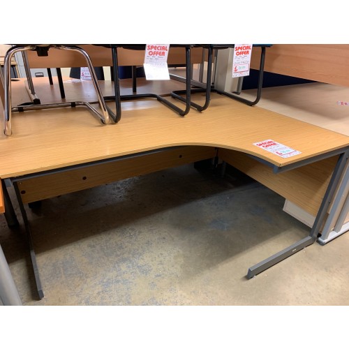 Crescent Desk, Finished In Bura Oak. 1600mm Width x 1200mm Depth. 1 In Stock