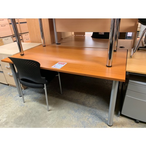 Meeting Table, With 4 Tubular Legs. Finished In Cherry. 1700mm Width x 1000mm Depth. 1 In Stock