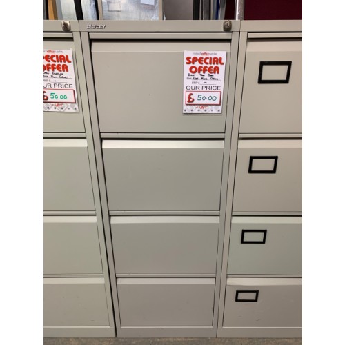 Filing Cabinet, 4 Drawer. In Grey. 3 In Stock
