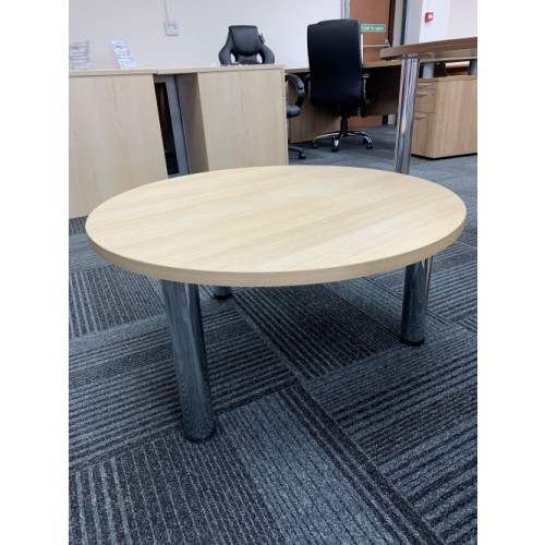Coffee Table, 800mm Diameter, Finished In Tek Oak. 1 In Stock