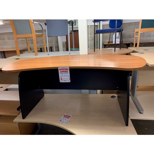 Bow-Fronted Desk, Finished In Cherry. 1800mm Width x 1000mm Depth. 1 In Stock