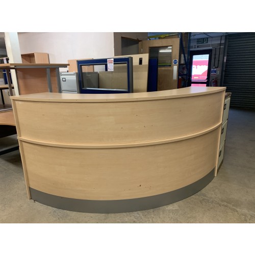 Reception Unit, With Counter Top, Finished In Maple. 1600mm Width x 1600mm Depth. 1 In Stock