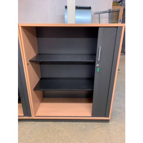 Tambour Cupboard, In Oak Finish - 1220mm High x 1000mm Width x 440mm Depth. 3 In Stock