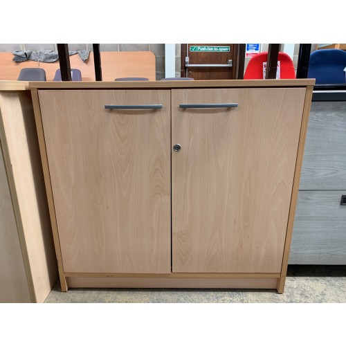 Double Door Cupboard, With 3 Shelves, In Beech Finish - 800mm Width x 600mm Depth x 730mm High. 1 In Stock