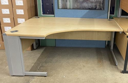 Used Crescent Desk, In Maple Finish - 1800mm Width x 1200mm Depth. 1 Left-Hand In Stock