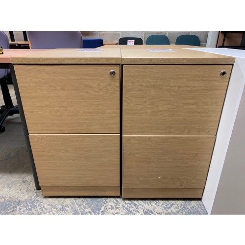 Filing Cabinet, 2 Drawer, In Oak Finish. 2 In Stock