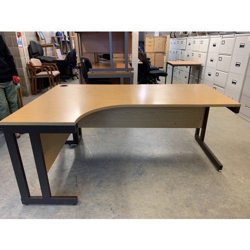 Crescent Desk, In Oak Finish. 1600mm Width x 1200mm Depth. 2 Right-Hands In Stock