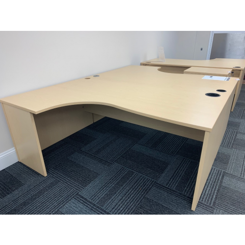 Crescent Desk, Finished In Maple. 1800mm Width x 1200mm Depth. 2 Left-Hands Available