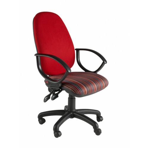 High Back Operator Chair, With Large Seat & Back. Fixed Loop Arms. Vast Range Of Colour Fabrics Available