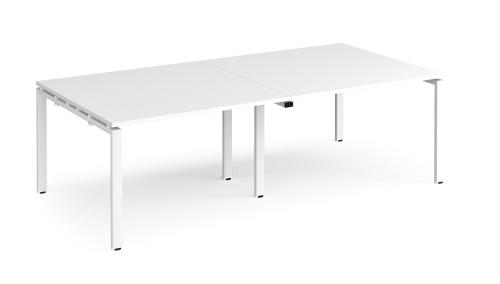 Used Meeting Table, On A Bench Frame, White Frame & White Tops - 2400mm Width x 1200mm Depth. 1 In Stock