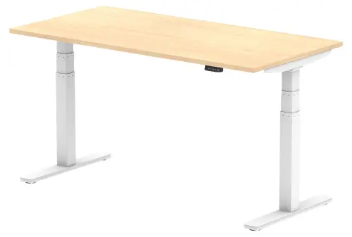 AS NEW - Electric Height Adjustable Desk (Used Maple Desktop, with a NEW height adjustable frame) - 1600mm Width x 800mm Depth. 2 In Stock