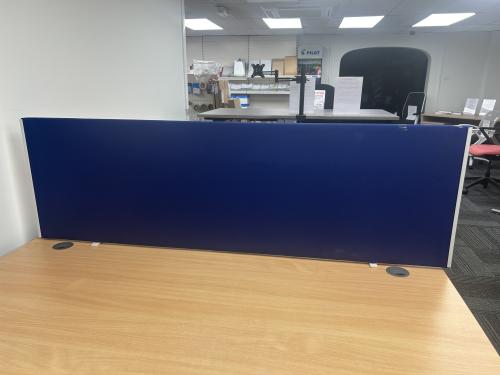 Used Desk Top Screen, In Blue Fabric - 1600mm Width x 500mm High. 3 In Stock