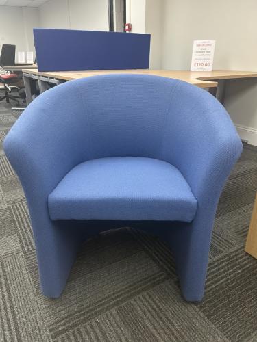 Used Tub Chair, In Blue Fabric. 3 In Stock