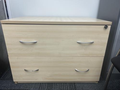 Used Side Filer, 2 Drawer, In Maple Finish - 975mm Width x 600mm Depth x 710mm High. 1 In Stock