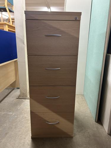 Used Filing Cabinet, 4 Drawer, In Oak Finish (For Suspension Files Only, No Bottoms To Drawers) - 1 In Stock